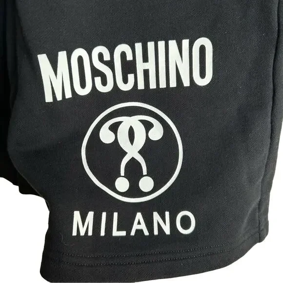 Moschino Double Question Mark Logo Men’s Black Shorts